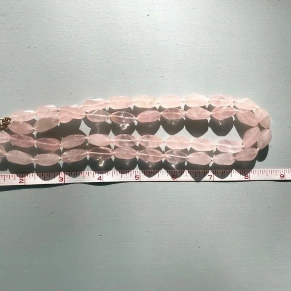 Designer SLANE ~ 18K Yellow Gold ~ Rose Quartz & Diamond Necklace Double Strand - Picture 16 of 16